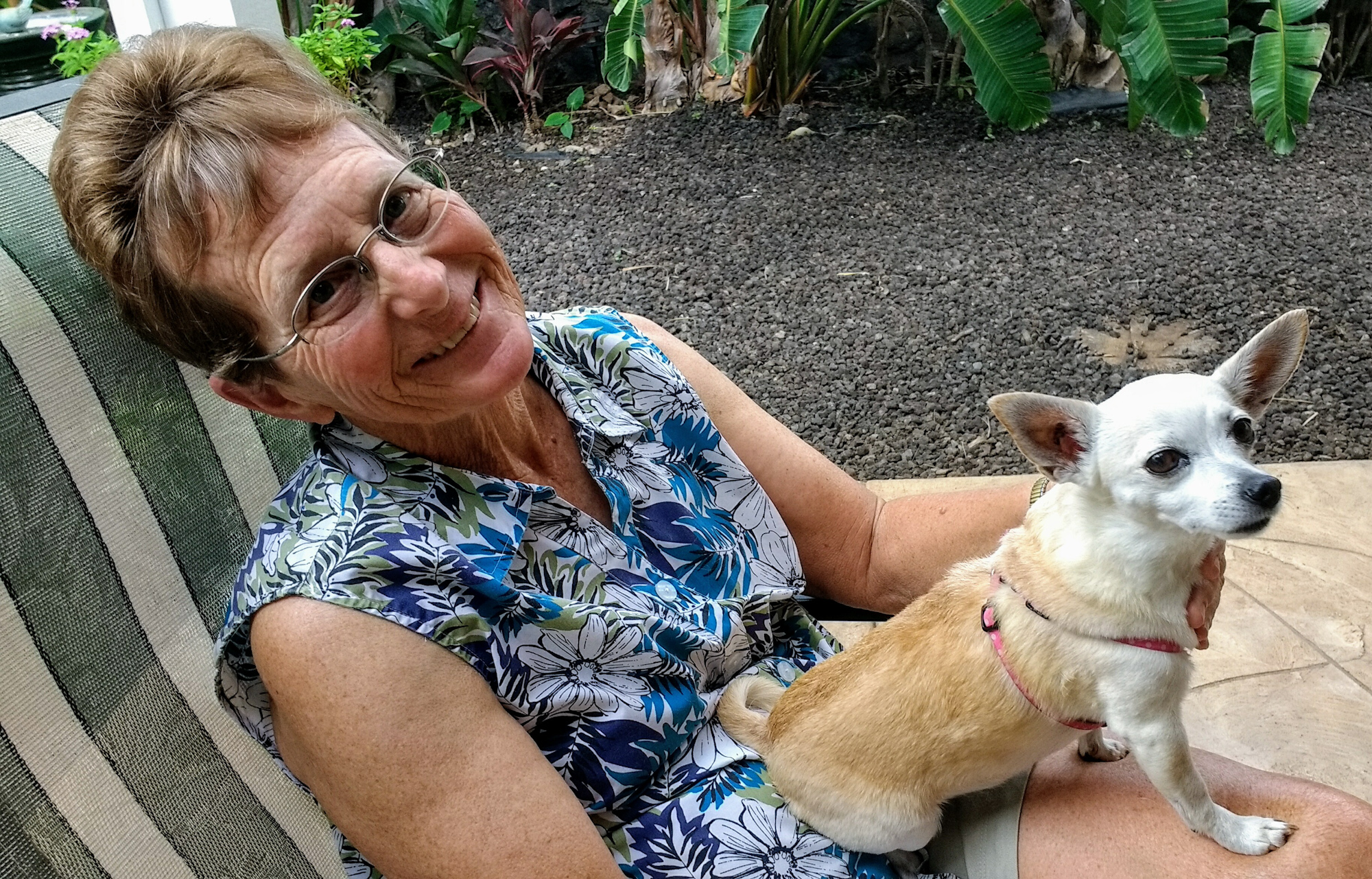 Sue VanBlarigan with host pooch